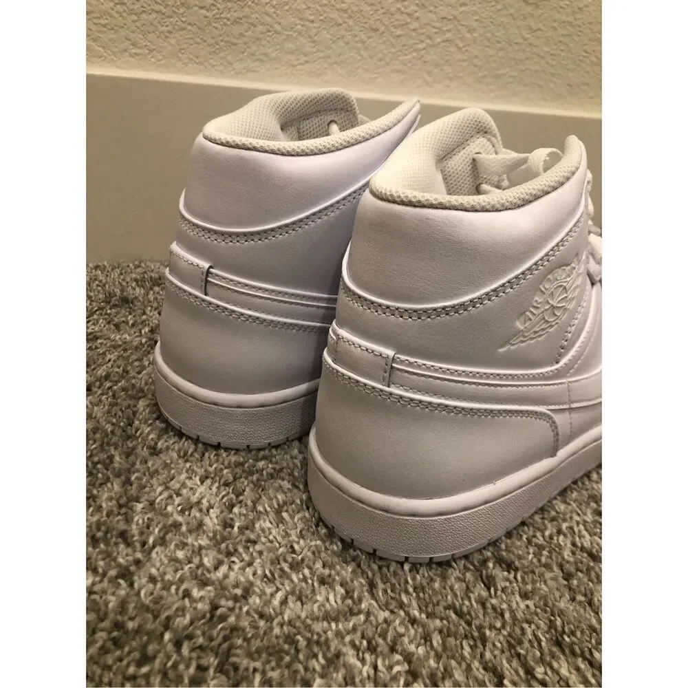 Nike Air Jordan 1 Mid Triple White Mens Size 11